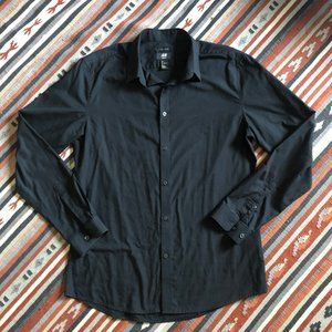 H&M All Black Button Up Long Sleeve